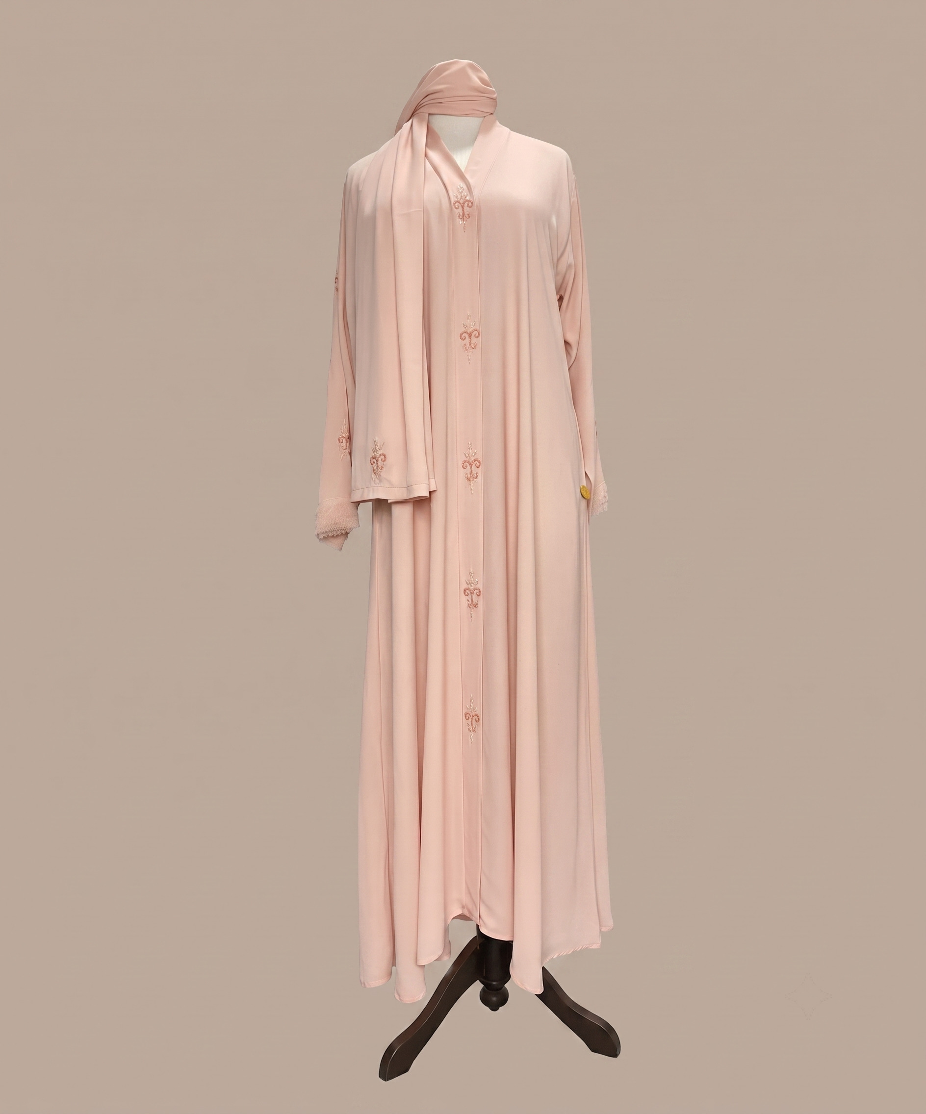 Fancy Hand-Beaded Front Open Abaya - Image 3