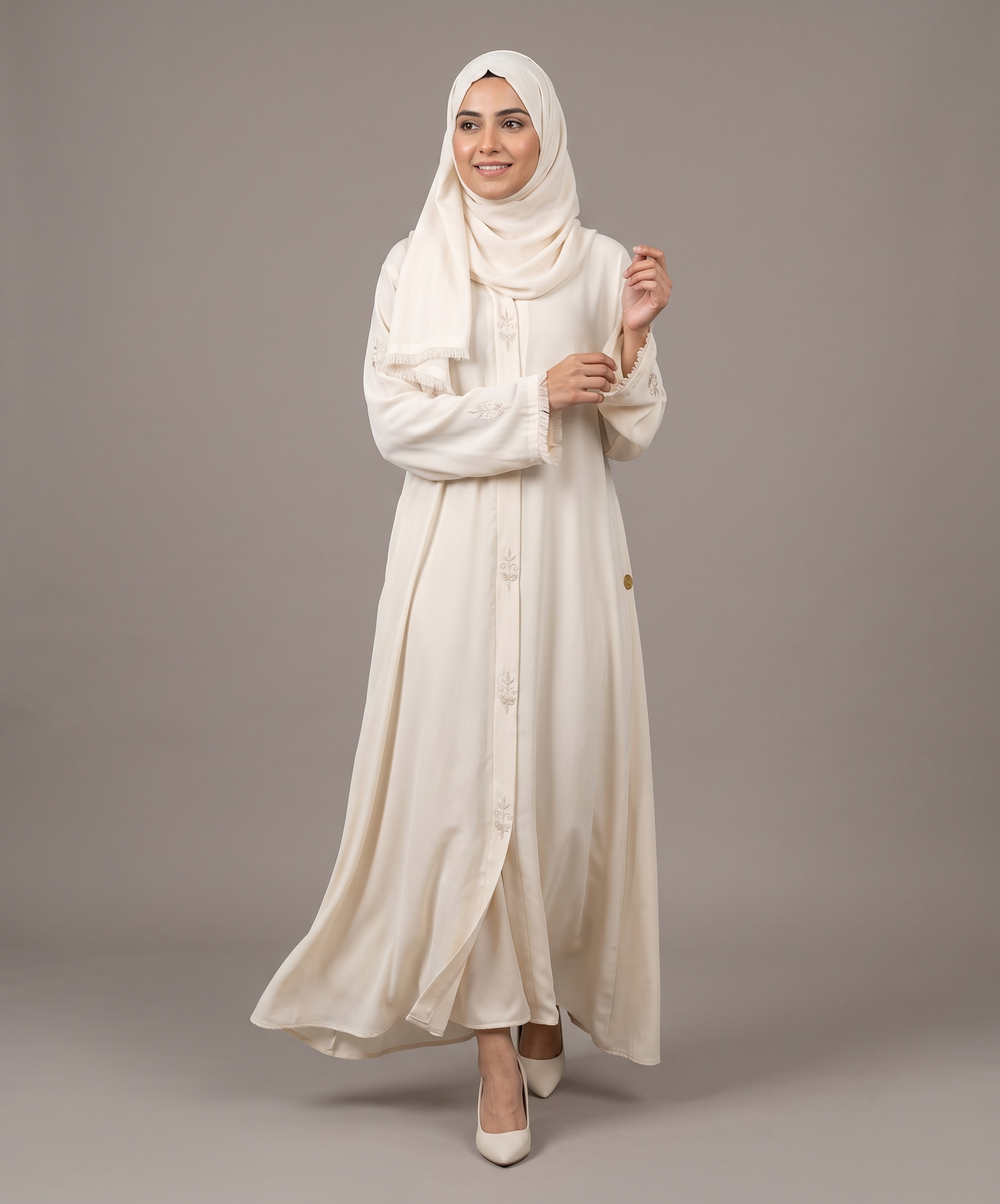 Fancy Hand-Beaded Front Open Abaya - Image 13