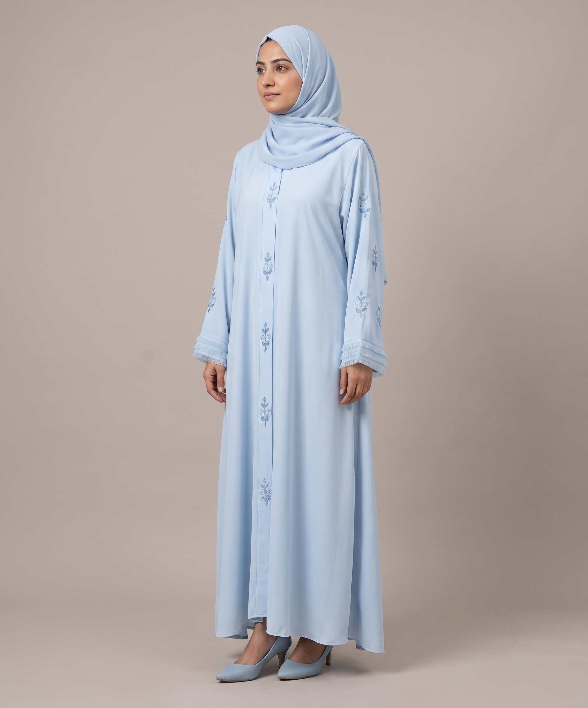 Fancy Hand-Beaded Front Open Abaya - Image 9