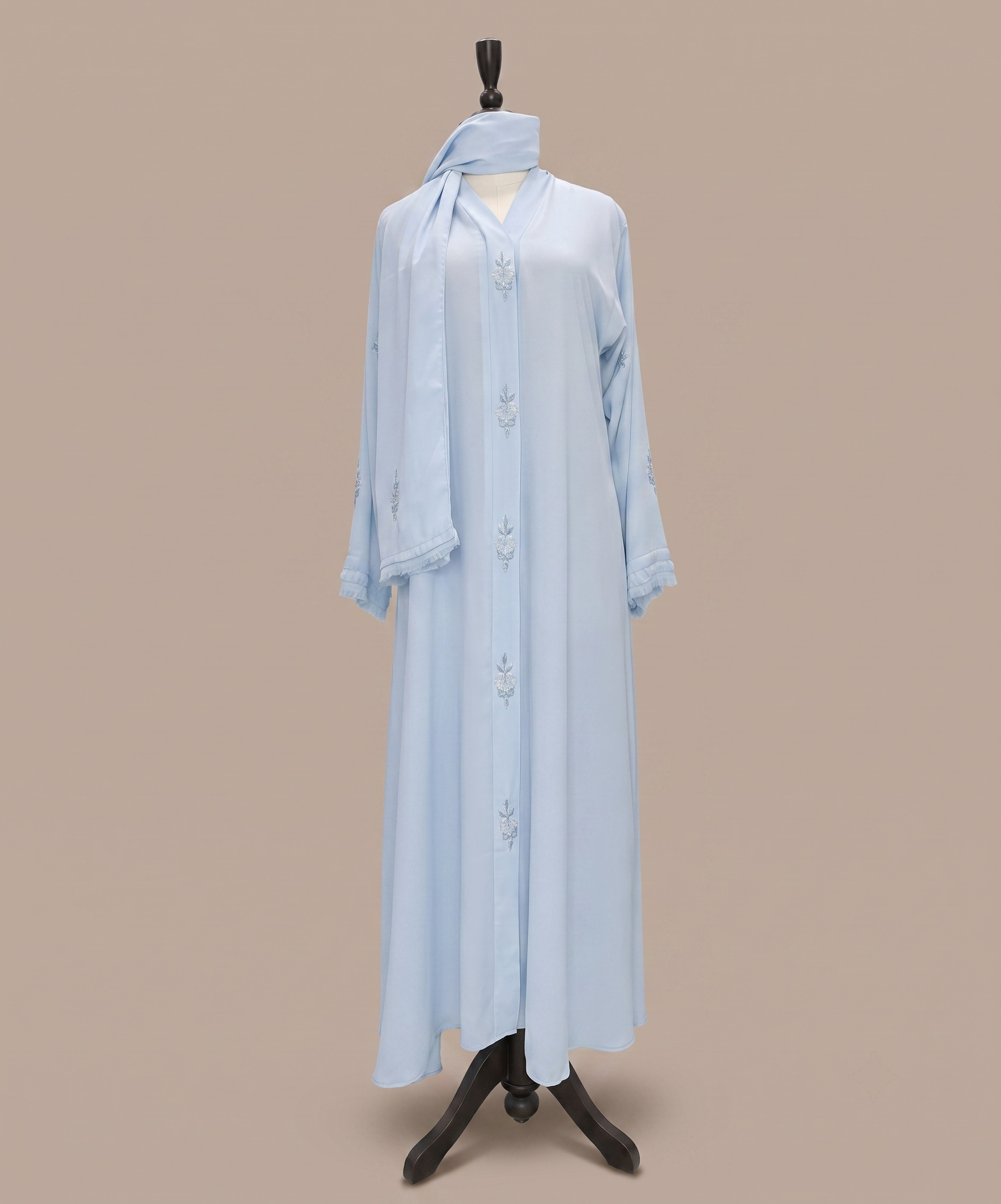 Fancy Hand-Beaded Front Open Abaya - Image 11