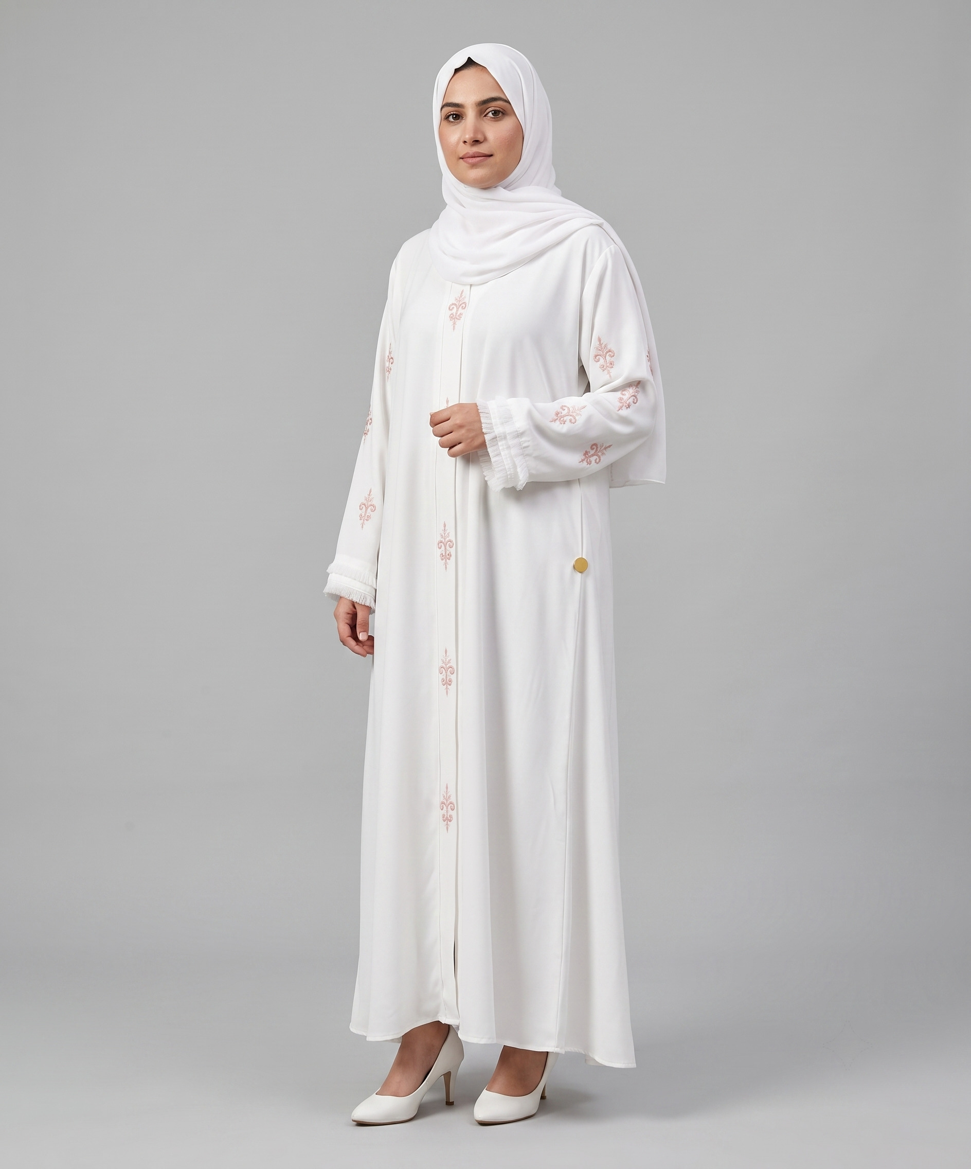 Fancy Hand-Beaded Front Open Abaya - Image 4