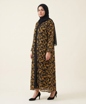 Printed Lawn Front Open Gown with Inner