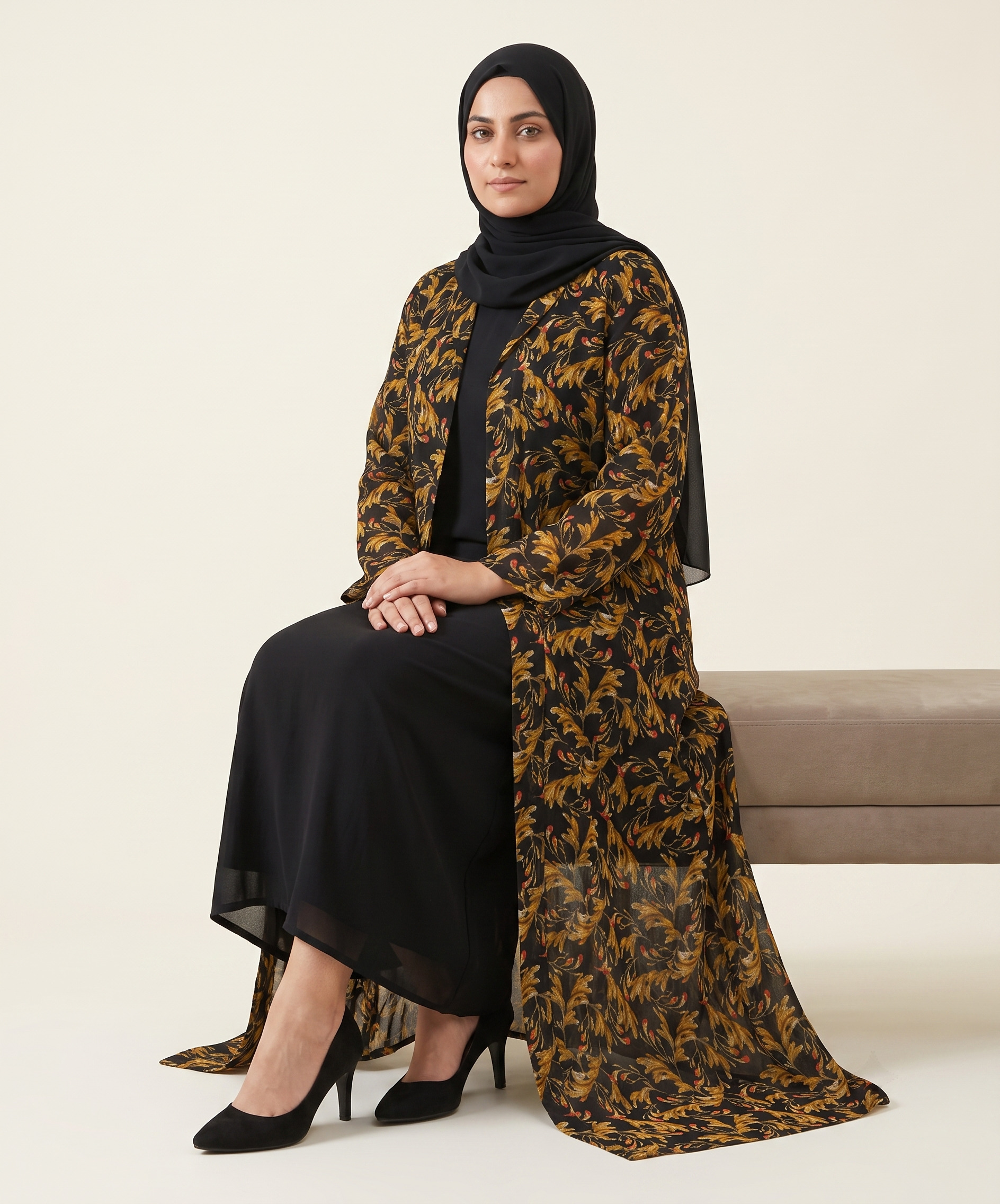 Printed Lawn Front Open Gown with Inner - Image 2