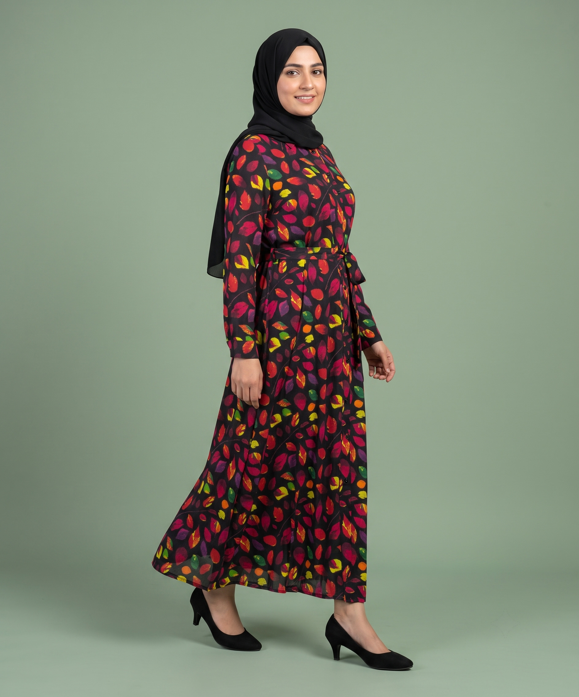 Lawn Front Open Printed Frock
