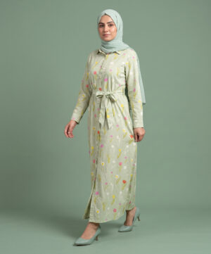 Front Open Printed Lawn Frock