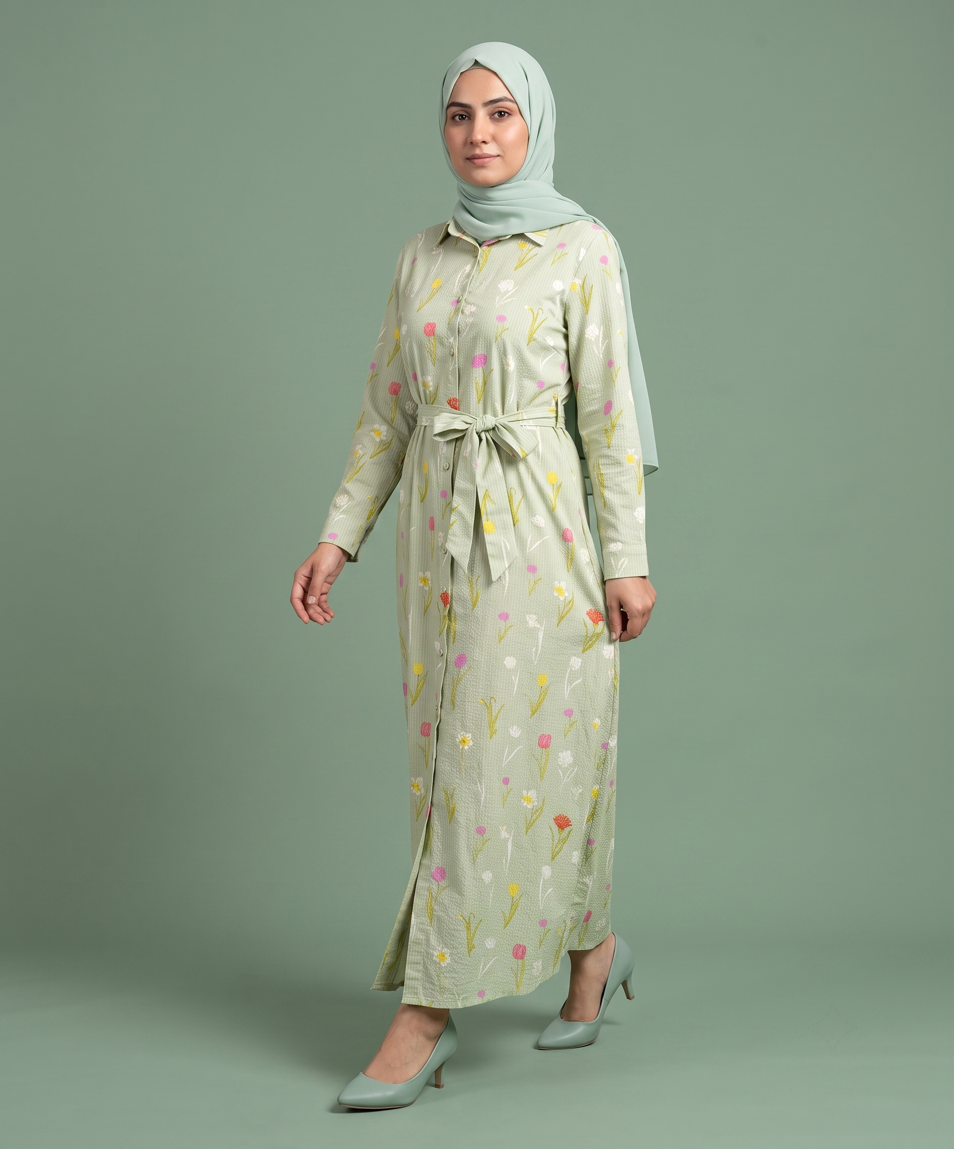 Front Open Printed Lawn Frock