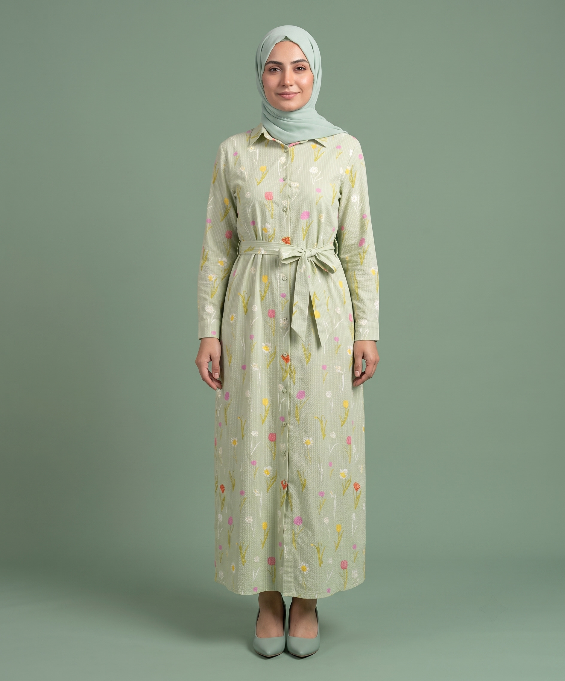 Front Open Printed Lawn Frock - Image 3