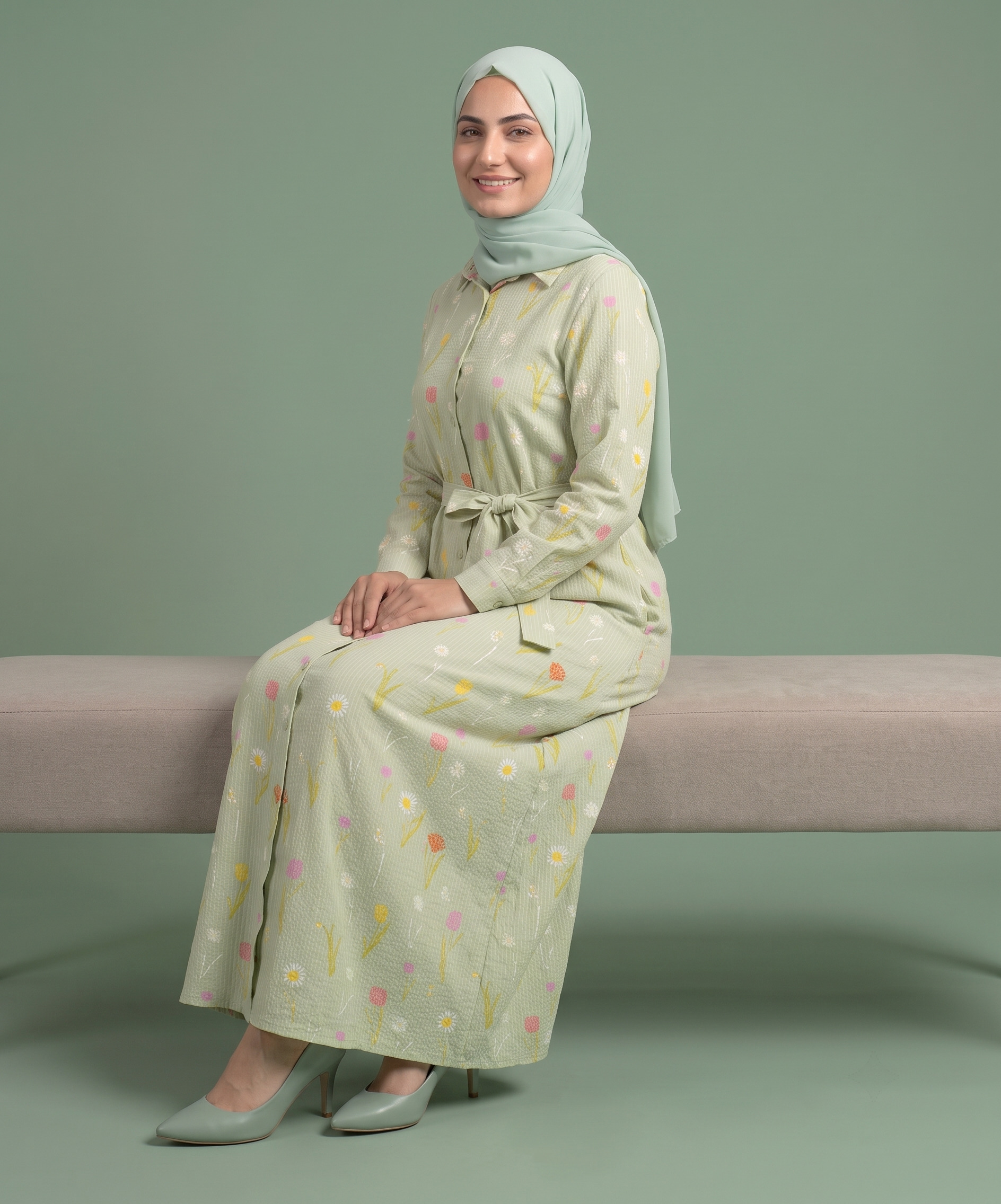 Front Open Printed Lawn Frock - Image 2