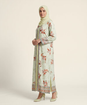 Embroidered Cotton Gown with Inner – Cream Blossom