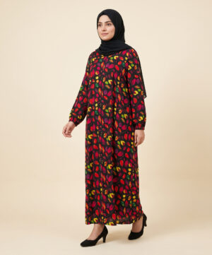 Zipper Front Open Lawn Frock