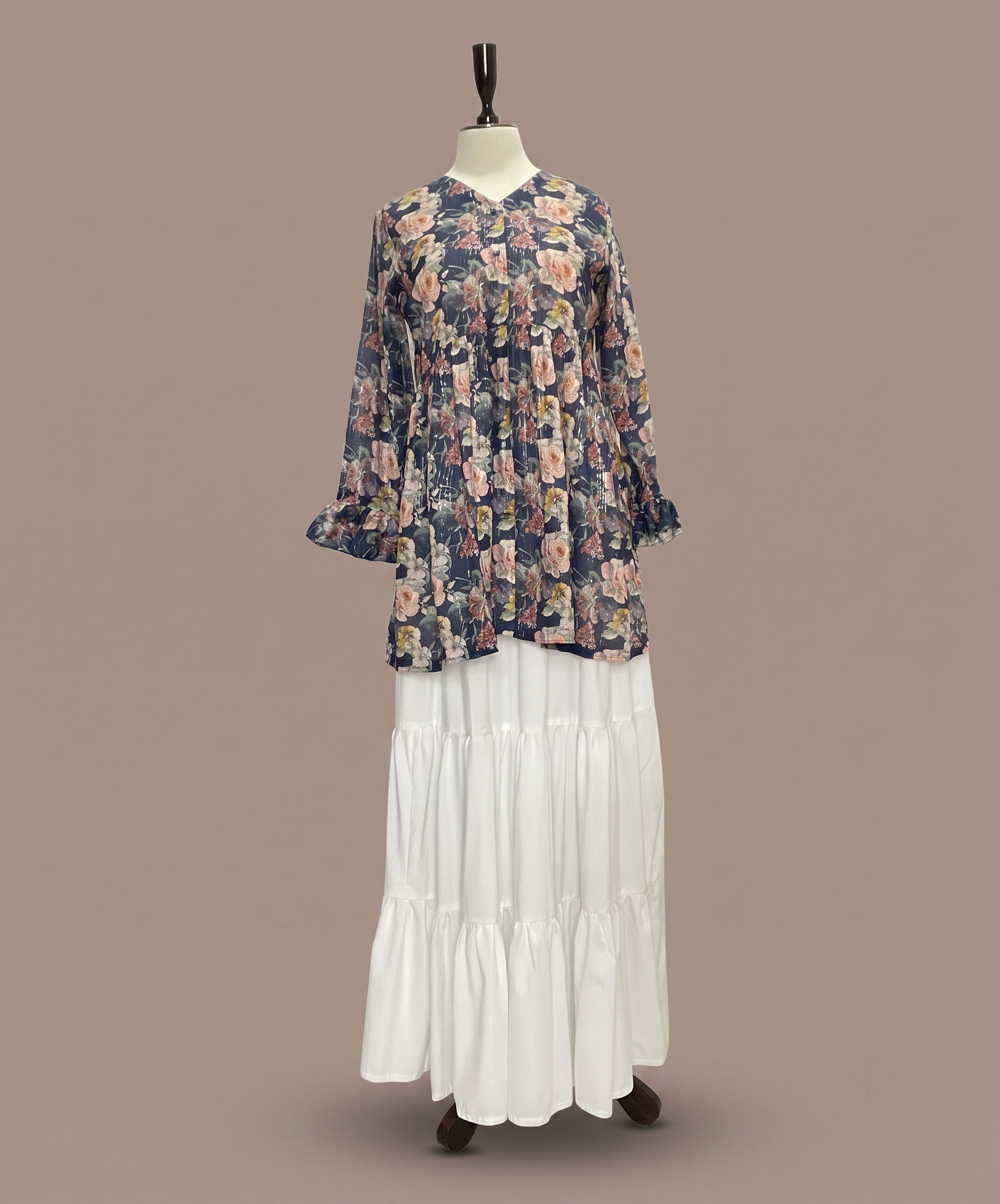 Printed Lawn Peplum Shirt with Skirt - Image 12