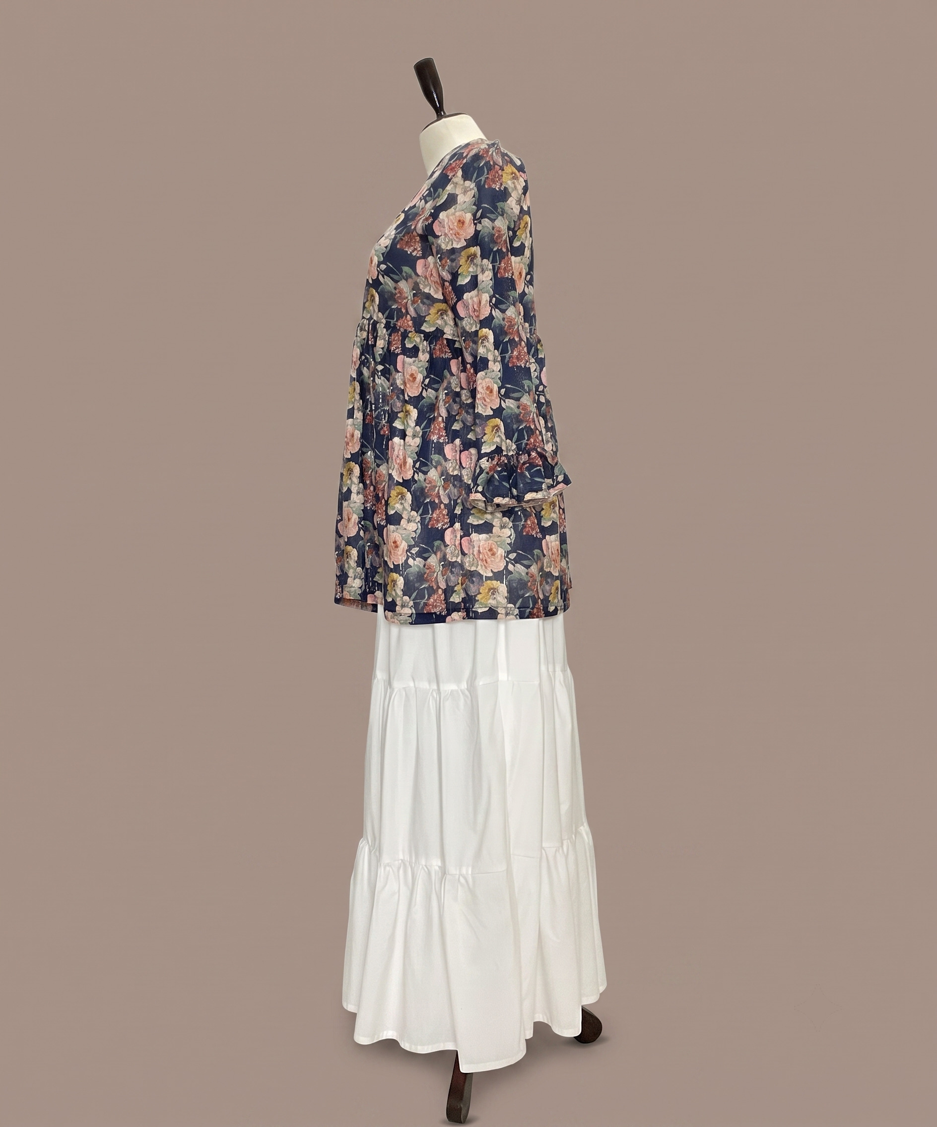 Printed Lawn Peplum Shirt with Skirt - Image 11