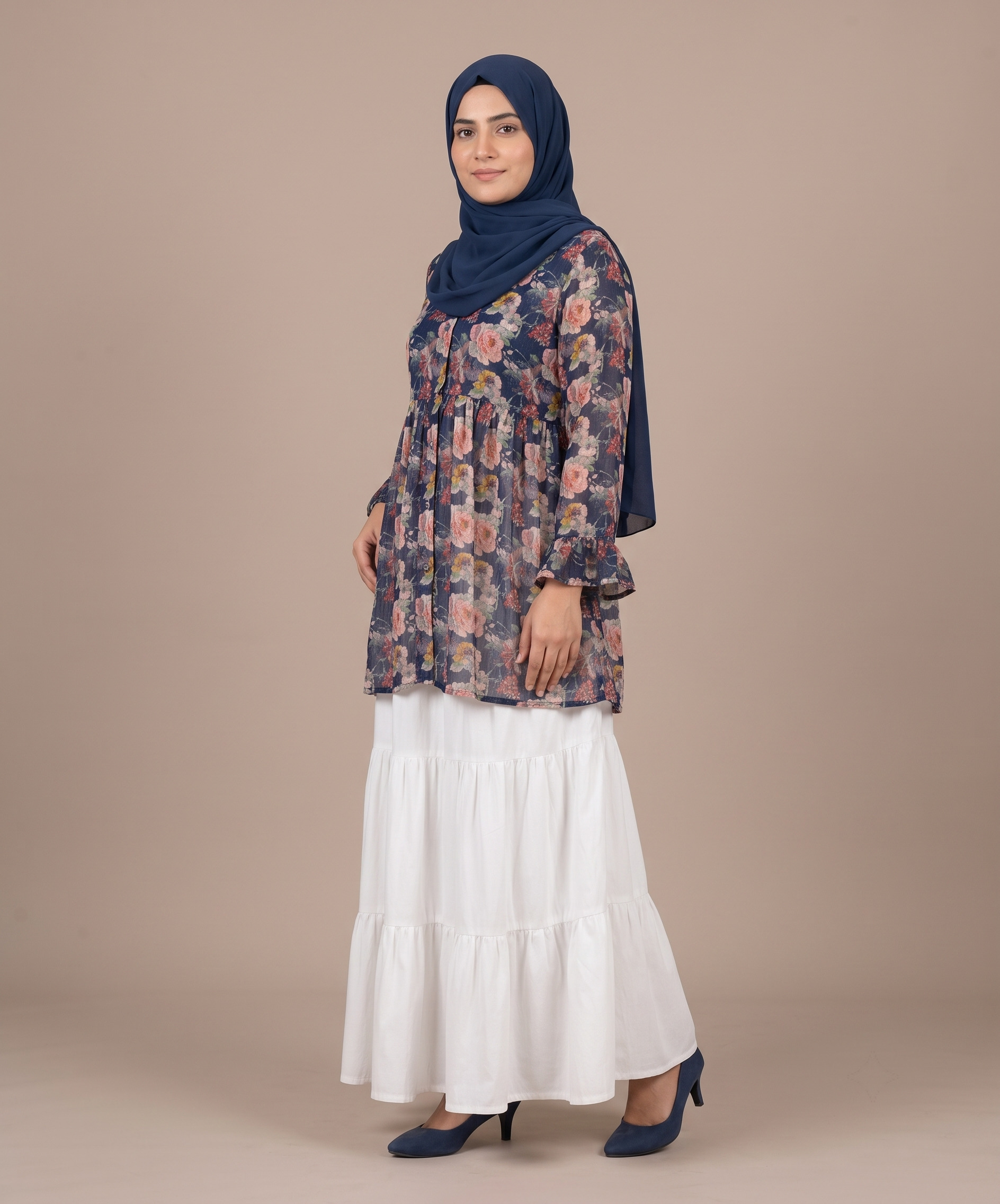 Printed Lawn Peplum Shirt with Skirt - Image 10