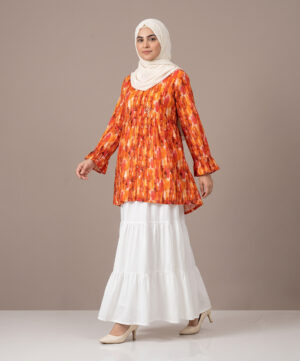 Printed Lawn Peplum Shirt with Skirt