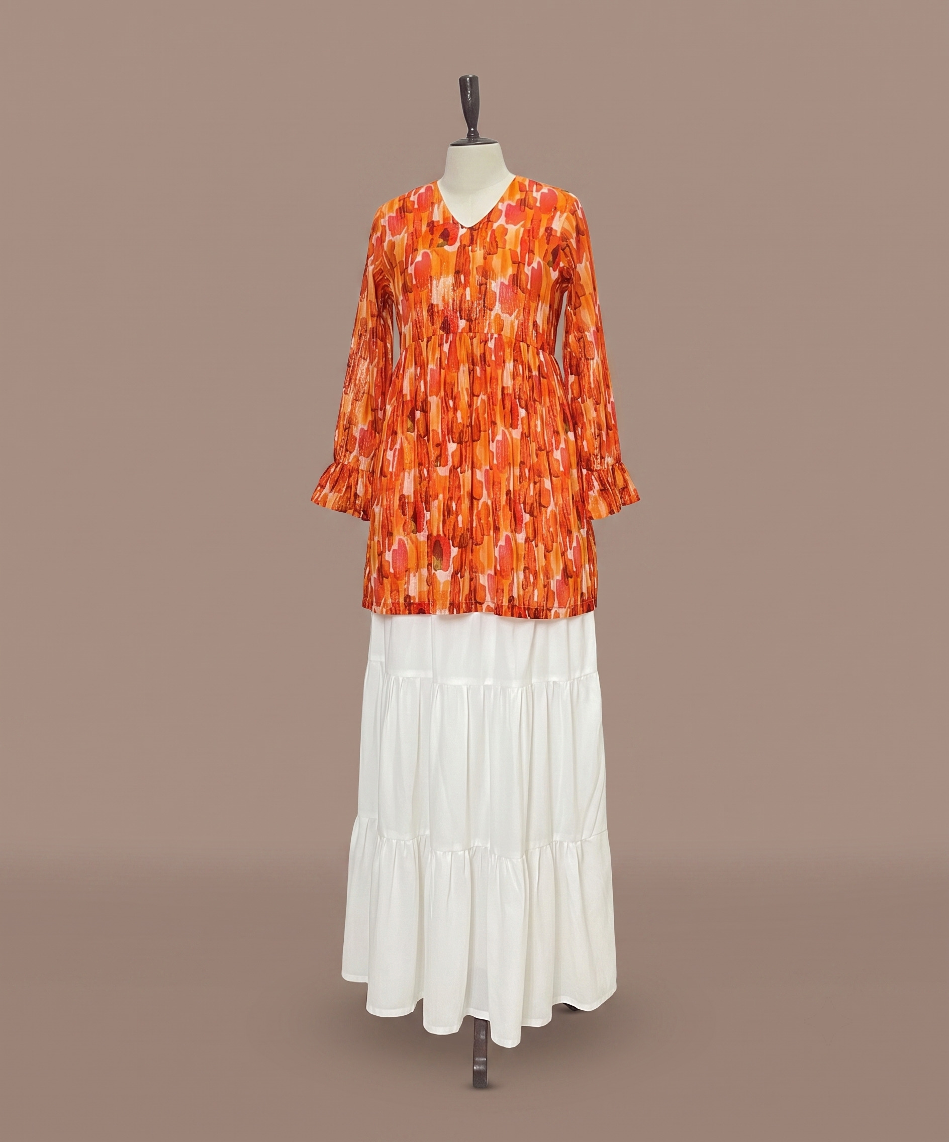 Printed Lawn Peplum Shirt with Skirt - Image 3