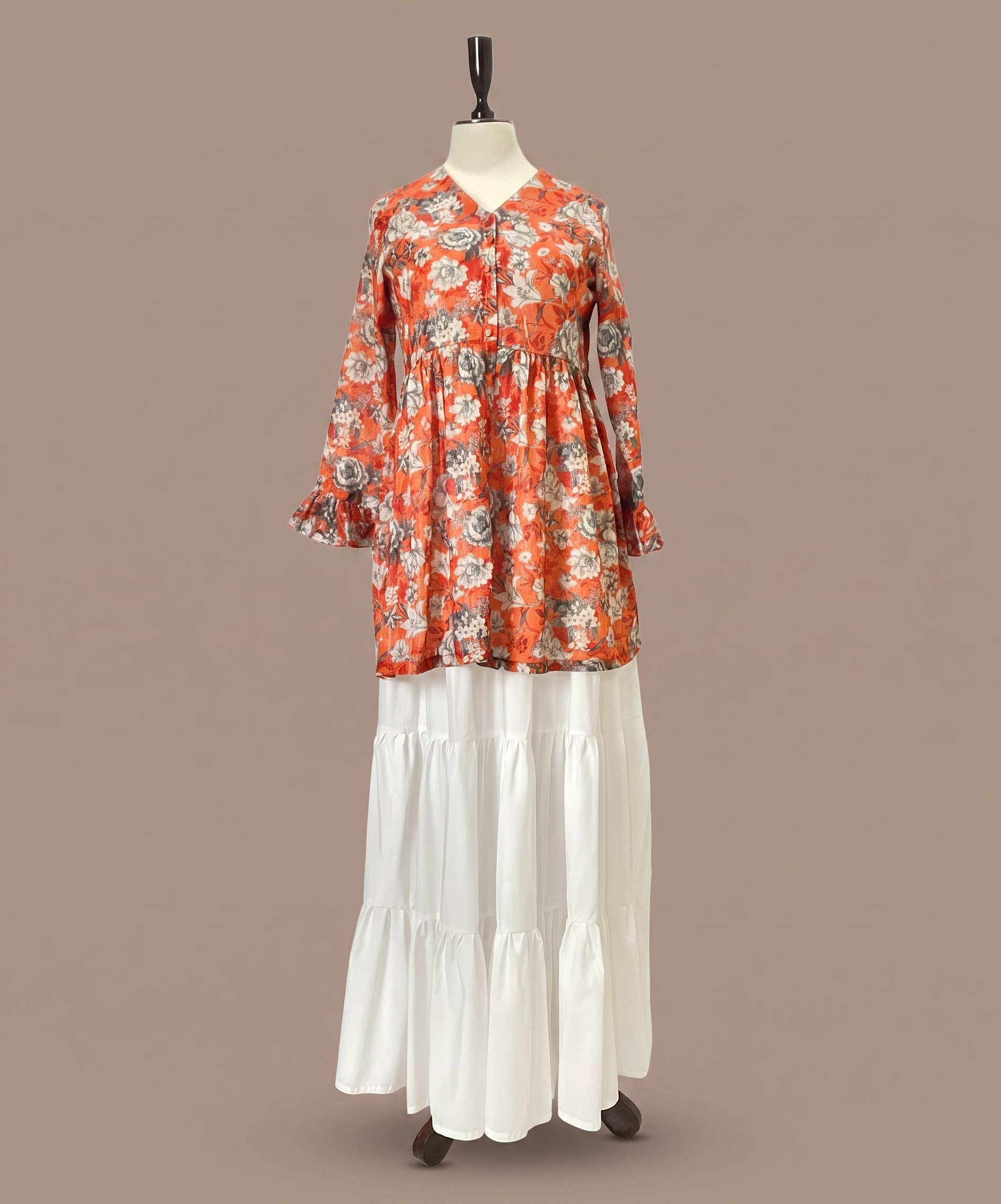 Printed Lawn Peplum Shirt with Skirt - Image 13