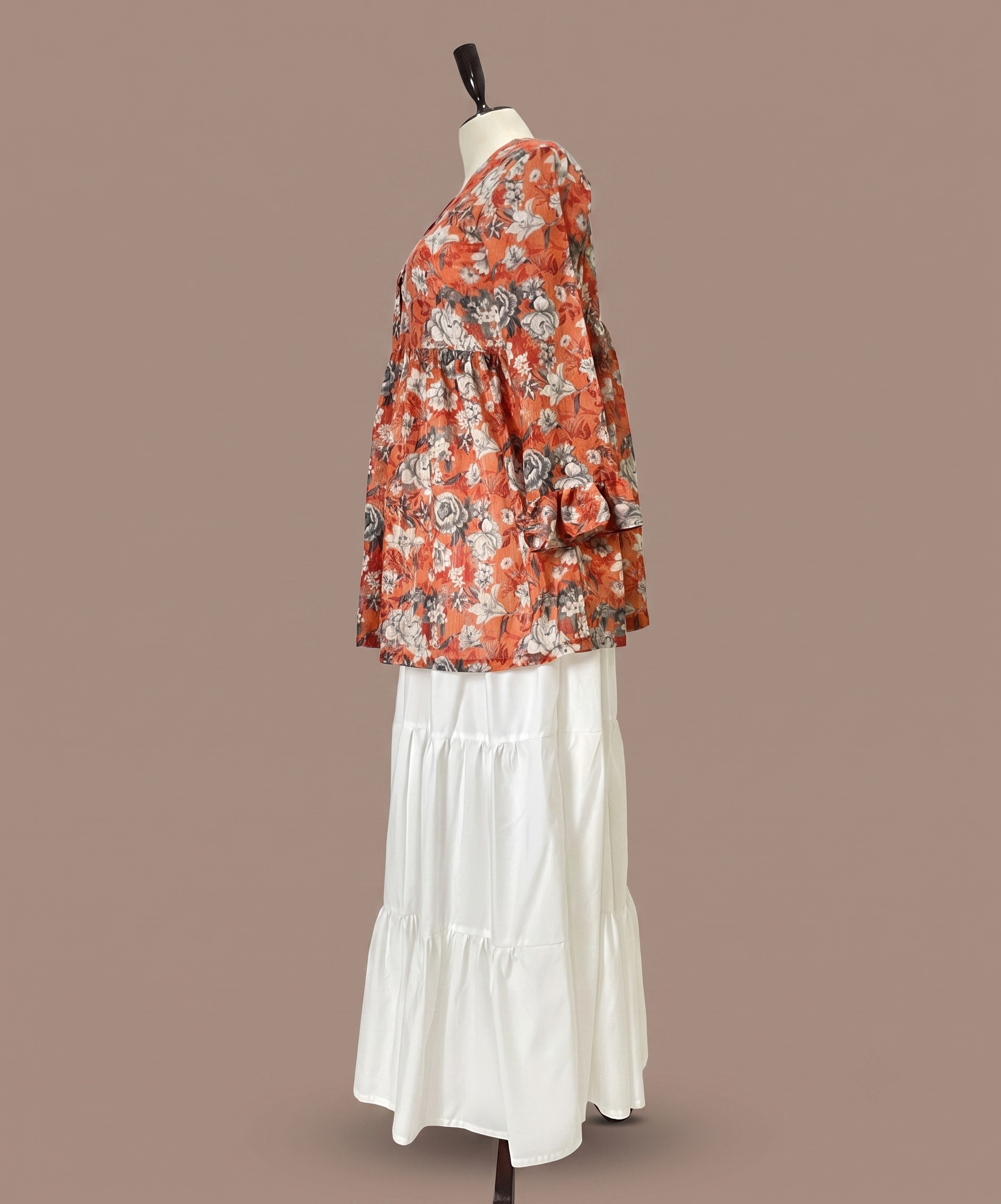 Printed Lawn Peplum Shirt with Skirt - Image 14