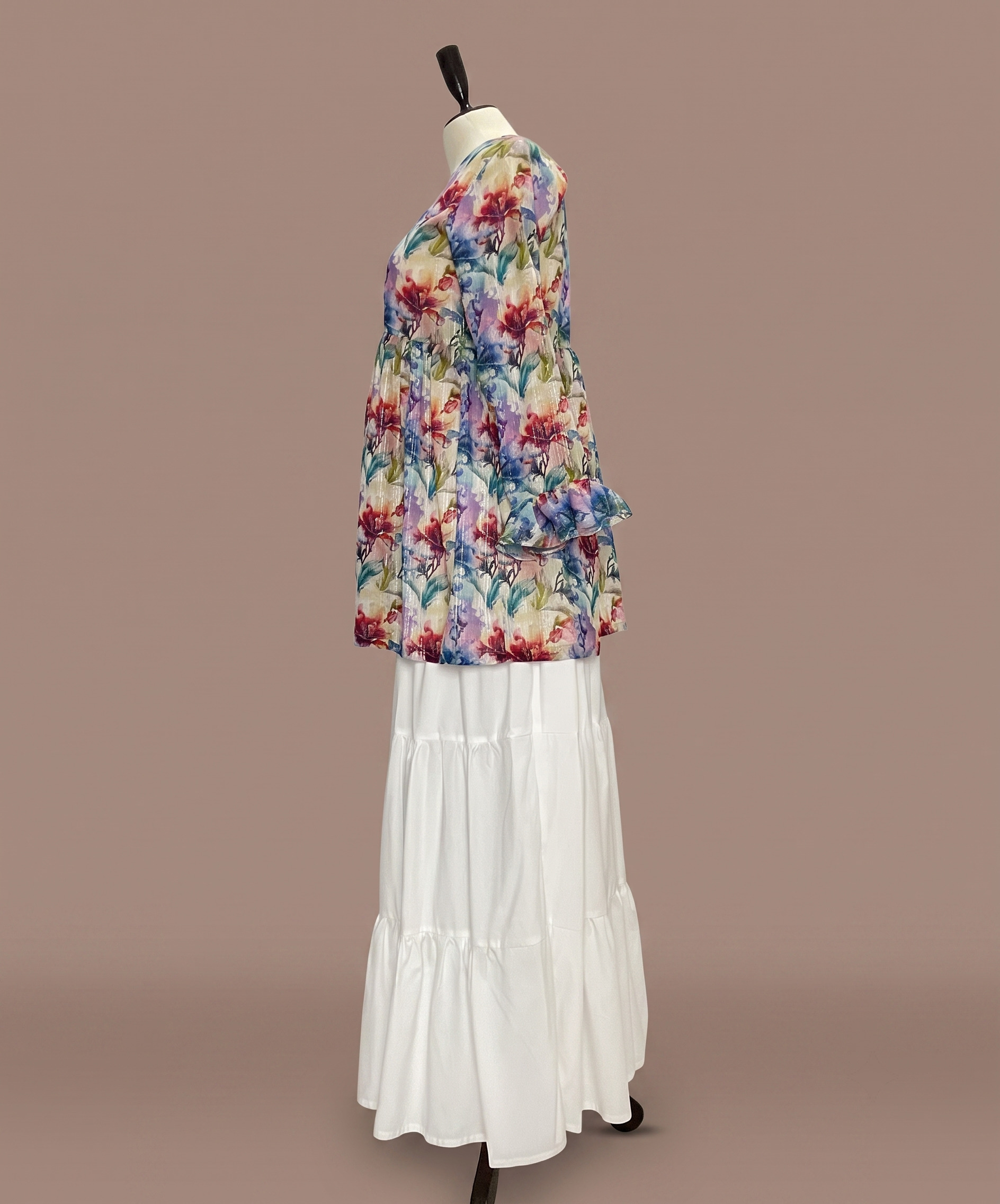 Printed Lawn Peplum Shirt with Skirt - Image 7