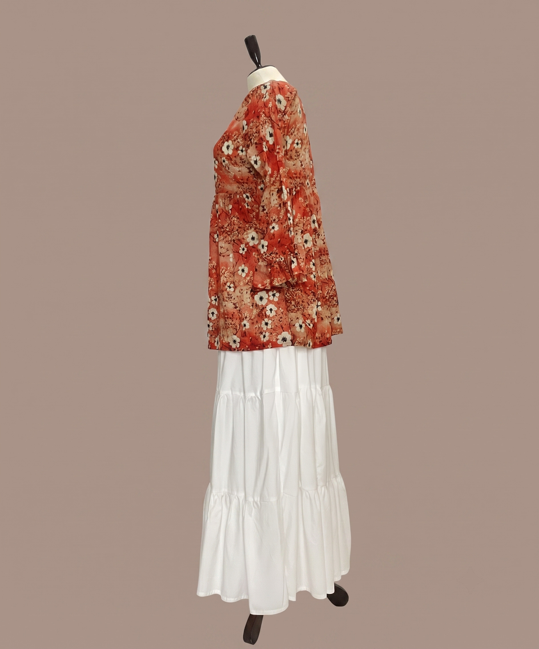Printed Lawn Peplum Shirt with Skirt - Image 9