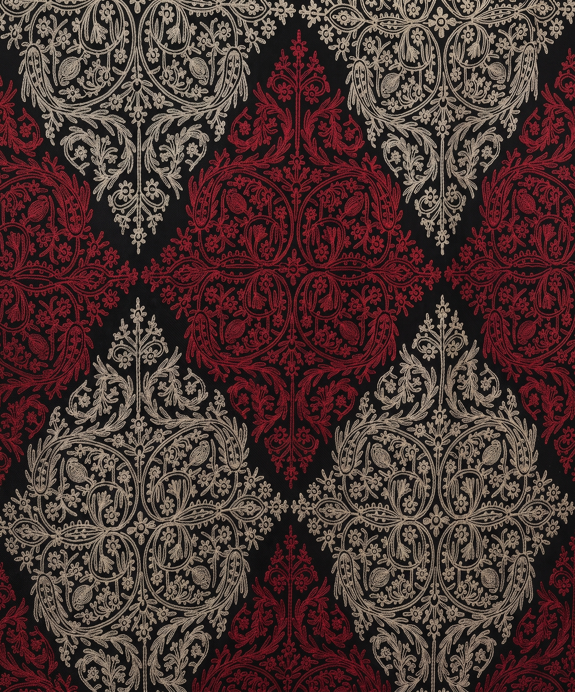 Pashmina Red & Black Embroidered Stoler - Image 2
