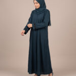 Zoom Nida Front Open Fancy Abaya - Dark blue