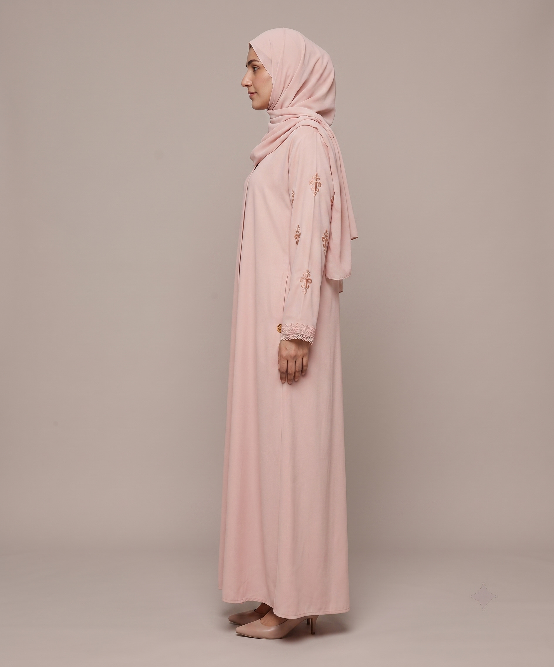 Fancy Hand-Beaded Front Open Abaya - Image 2