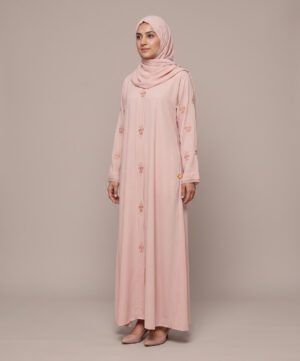 Fancy Hand-Beaded Front Open Abaya