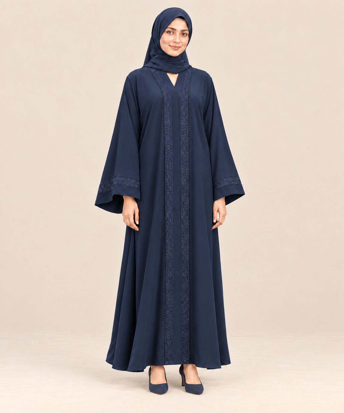 Front Open Abaya with Flared Bell Sleeves - Image 5