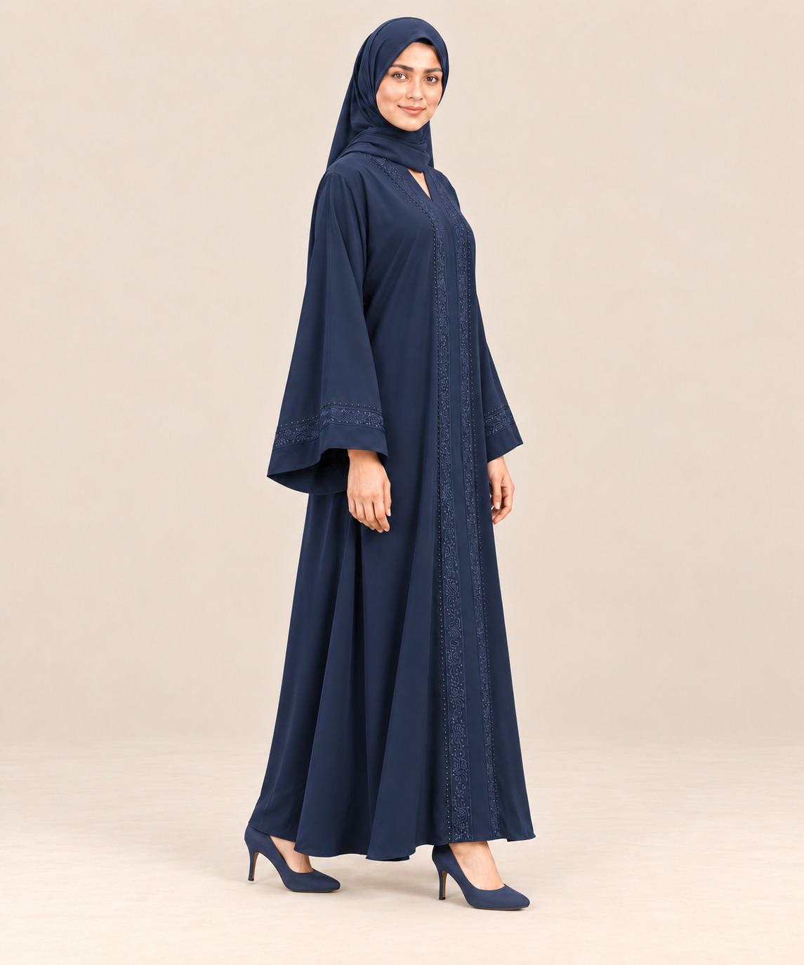 Front Open Abaya with Flared Bell Sleeves - Image 6
