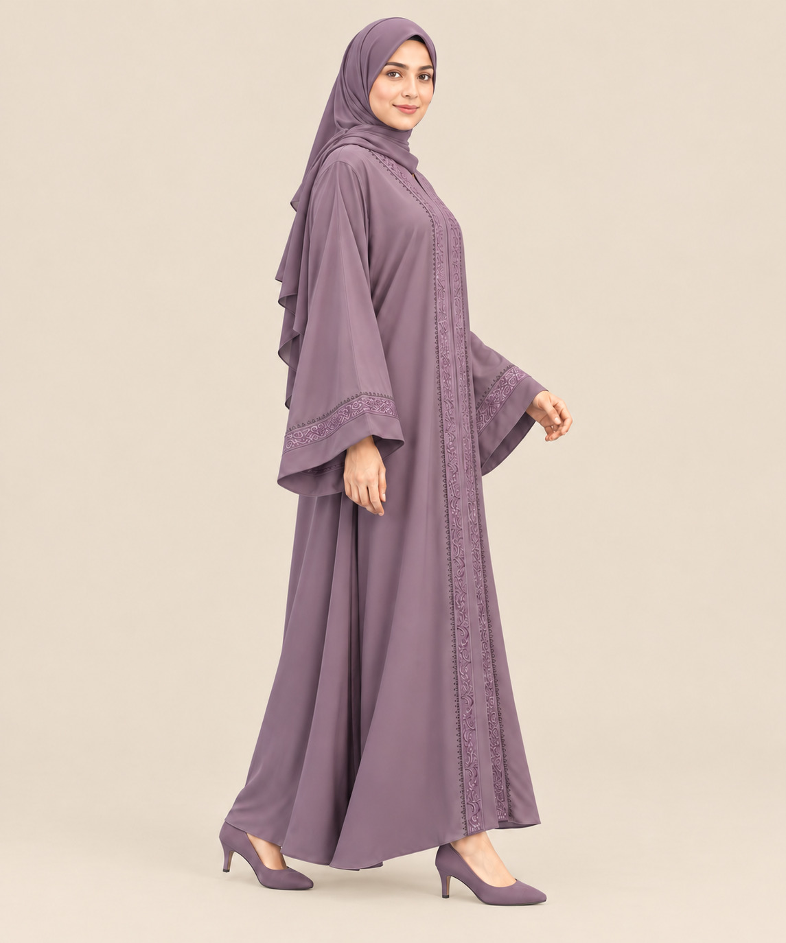Front Open Abaya with Flared Bell Sleeves - Image 8