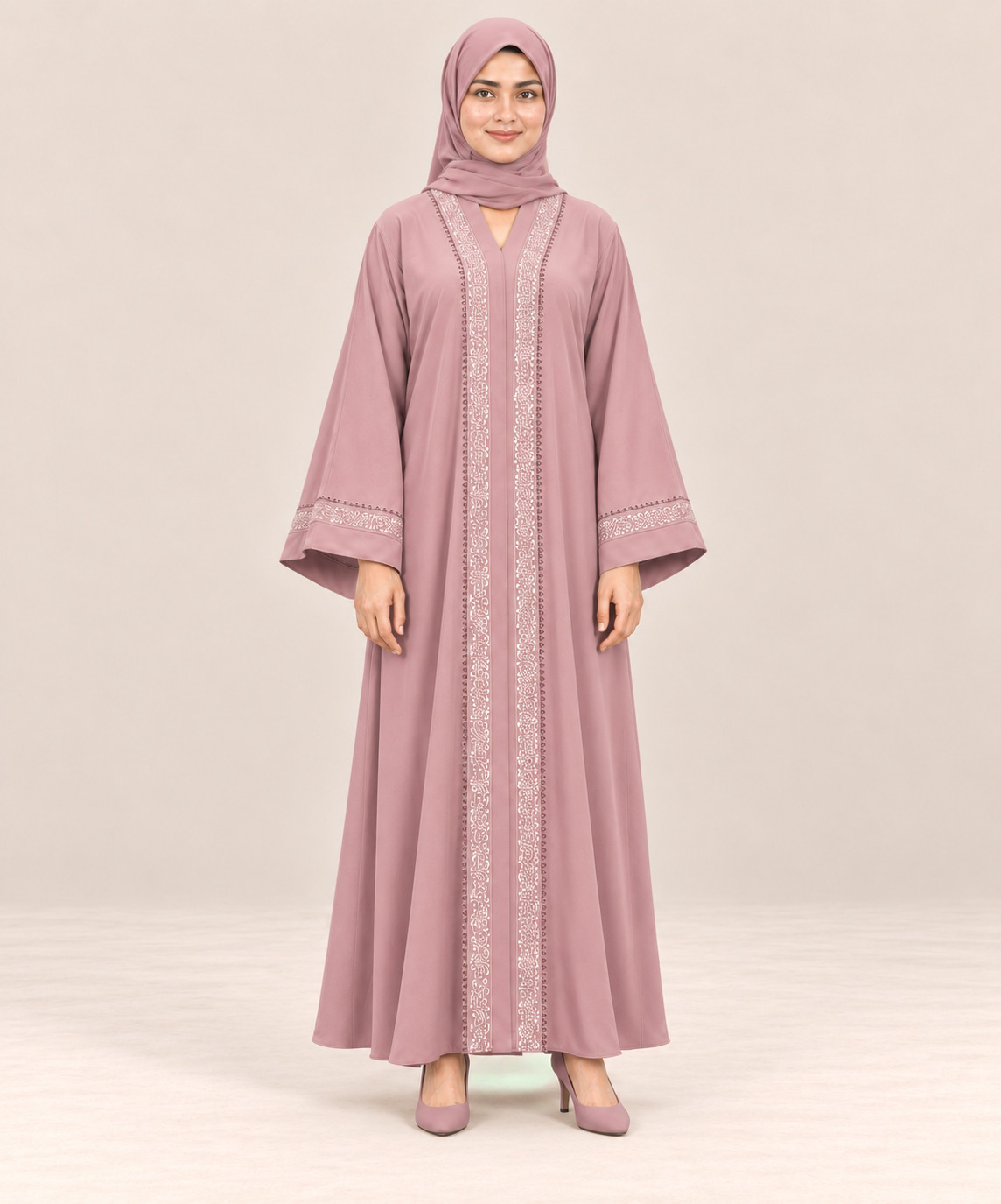 Front Open Abaya with Flared Bell Sleeves - Image 11