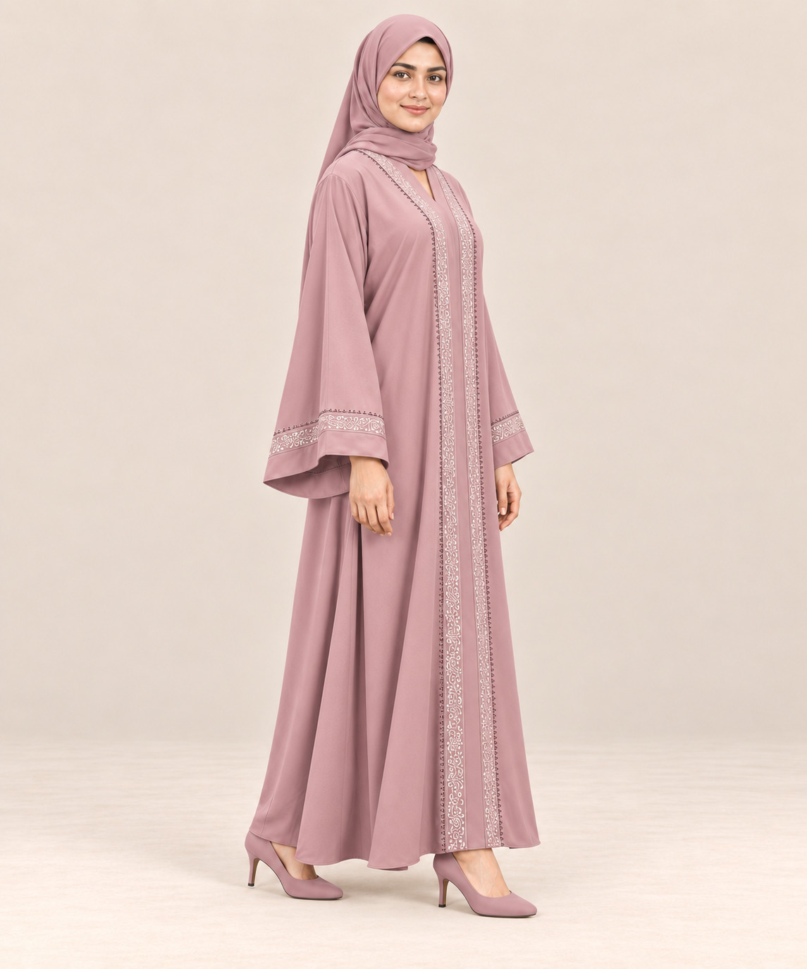 Front Open Abaya with Flared Bell Sleeves - Image 10