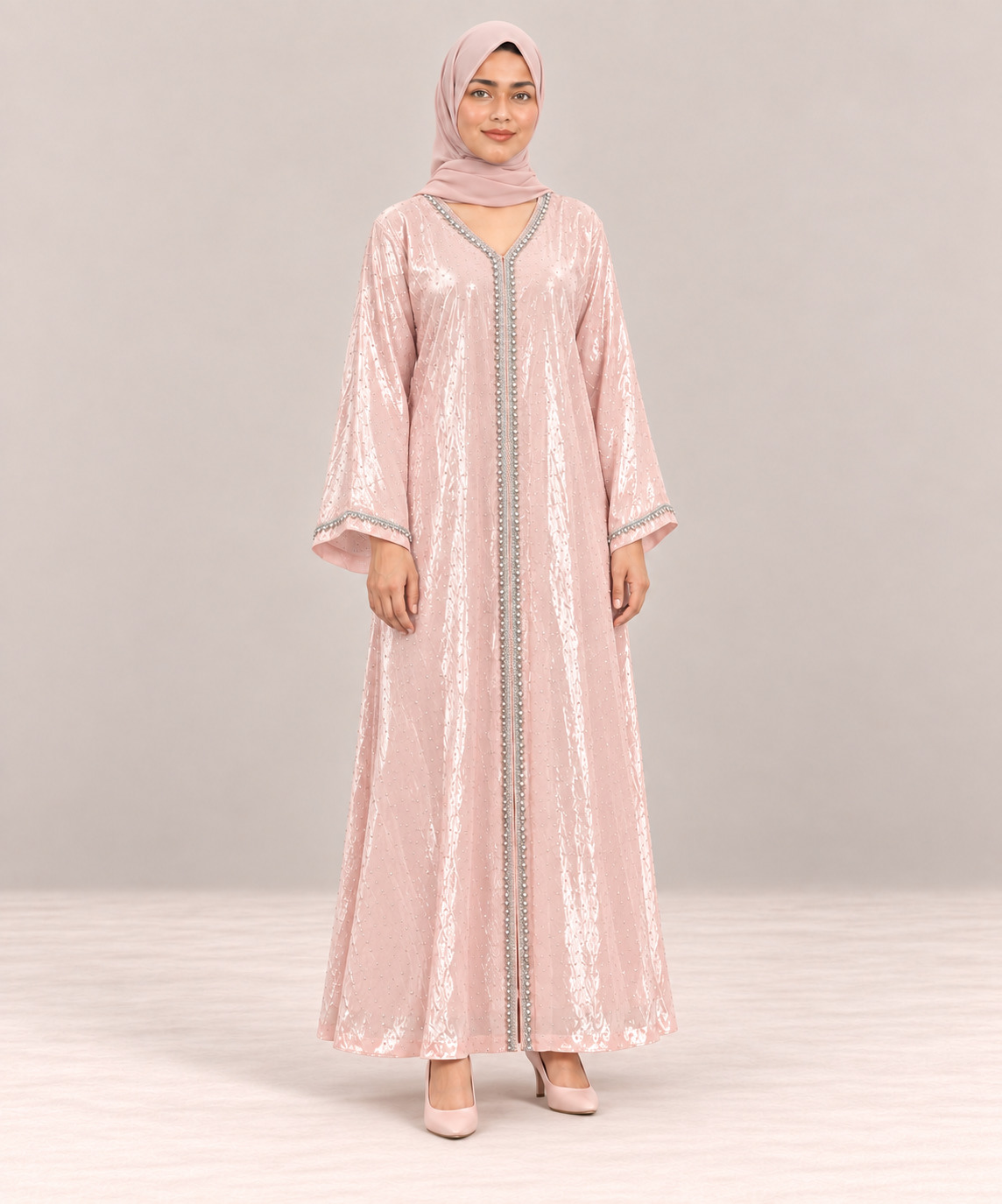 Fancy Organza Front Open Gown