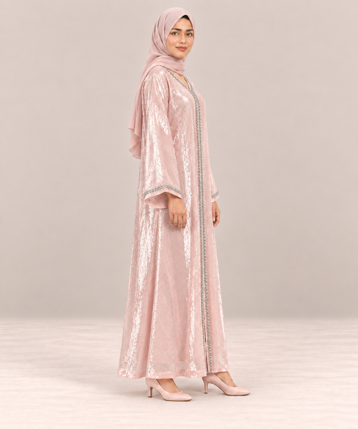 Fancy Organza Front Open Gown - Image 2