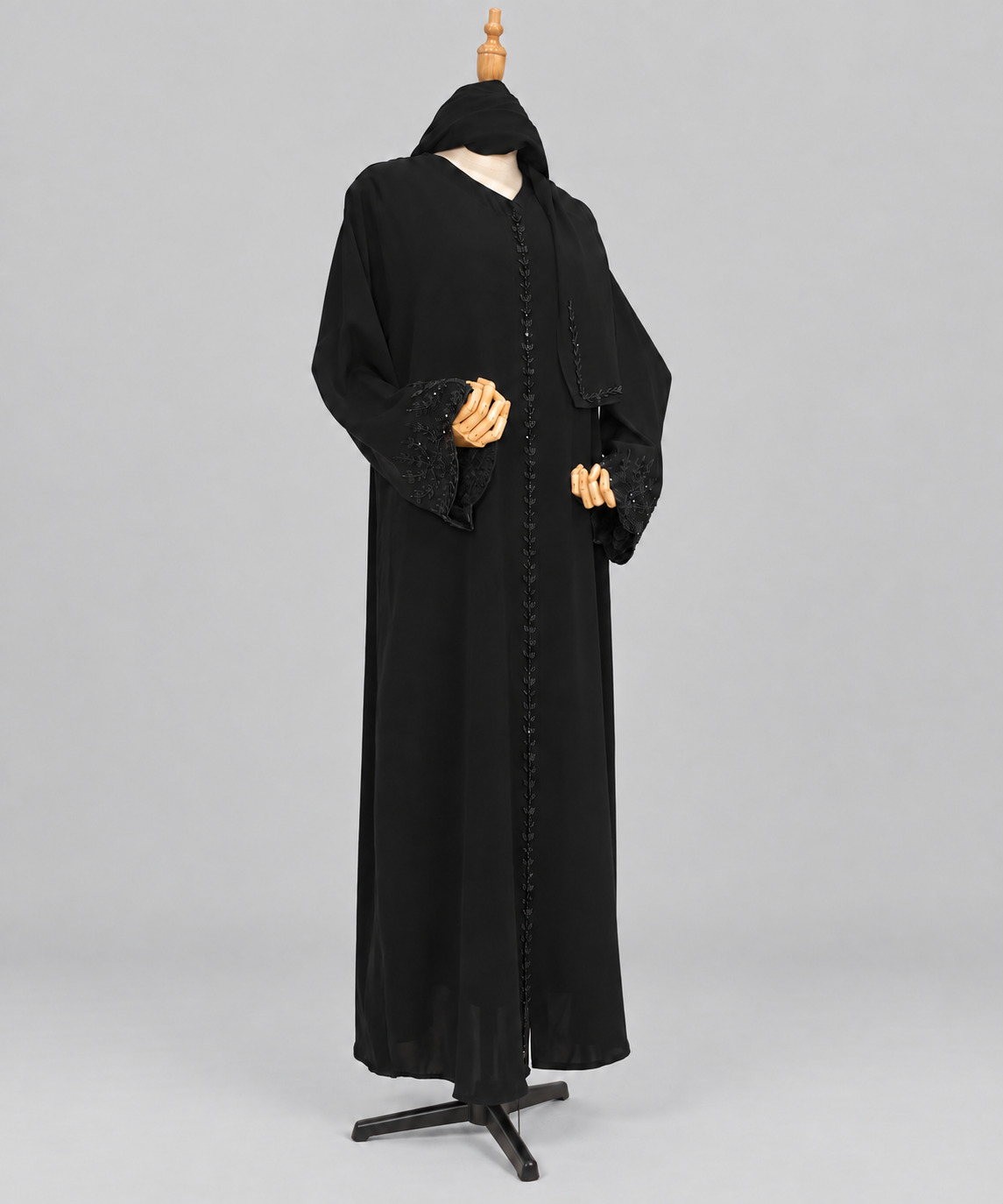 Premium Dubai Abaya with Black Cut Dana Handwork - Image 3